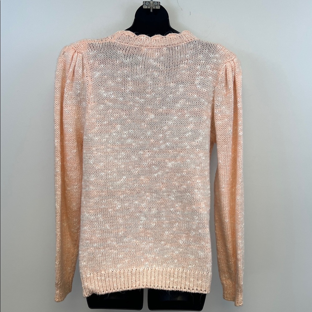 Spice of Life Peach 80s Retro sweater with shoulder pads & pearl accents Size M - Picture 10 of 13